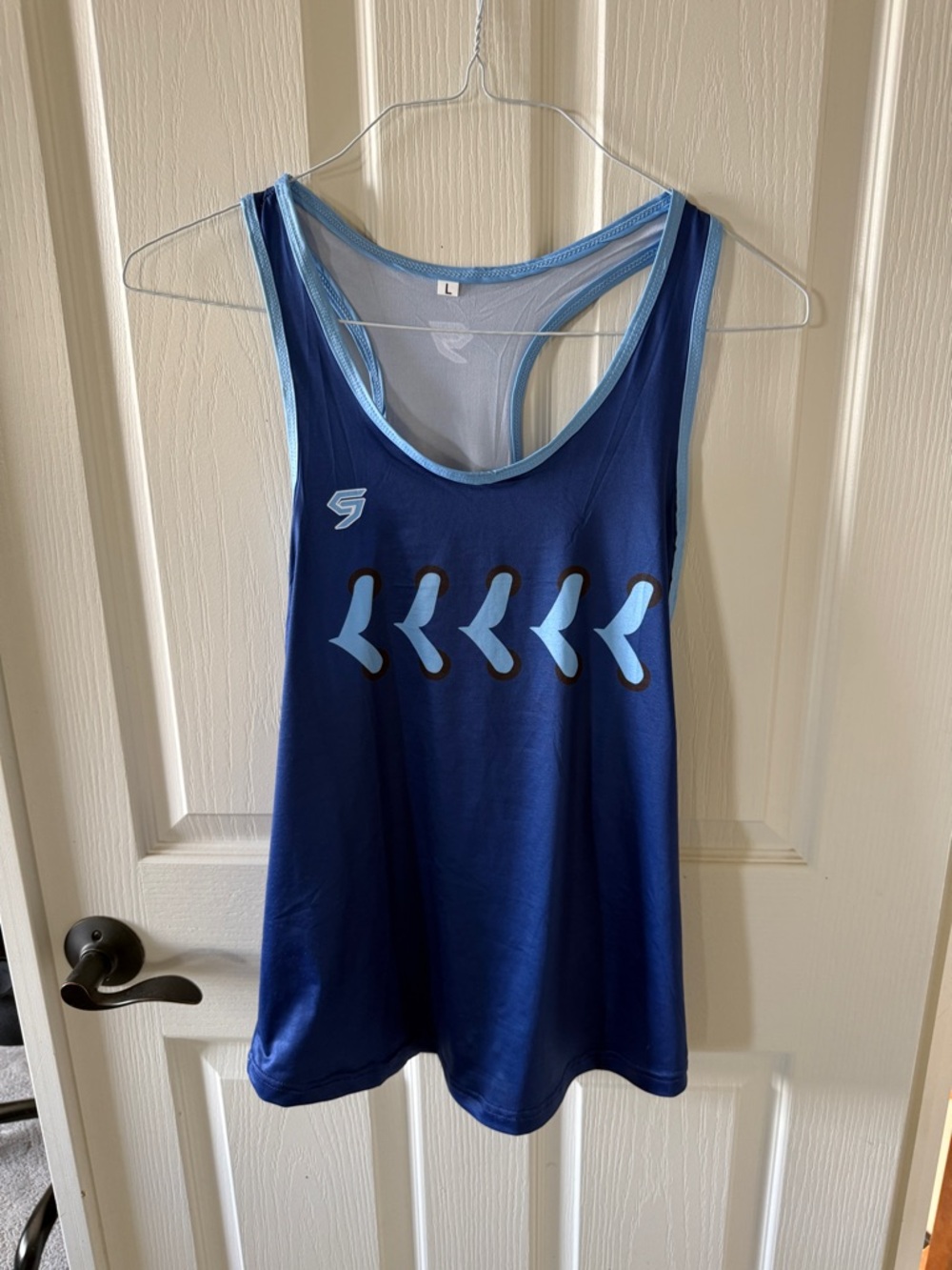 Men's Navy Blue Athletic Tank with Light Blue Accents